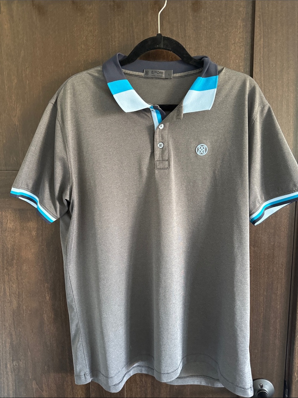 GFORE - Men's Grey Polo Shirt with Blue Trim
